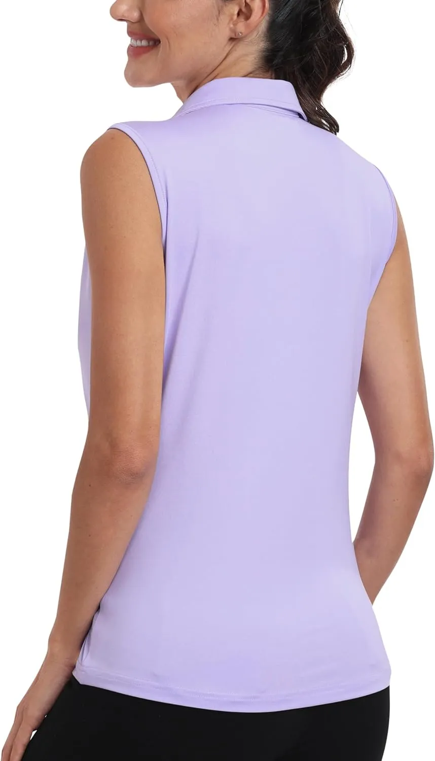 MoFiz Women's Sleeveless Golf Polo Shirts 1/4 Zip Floral Tennis Workout Golf Tank Top