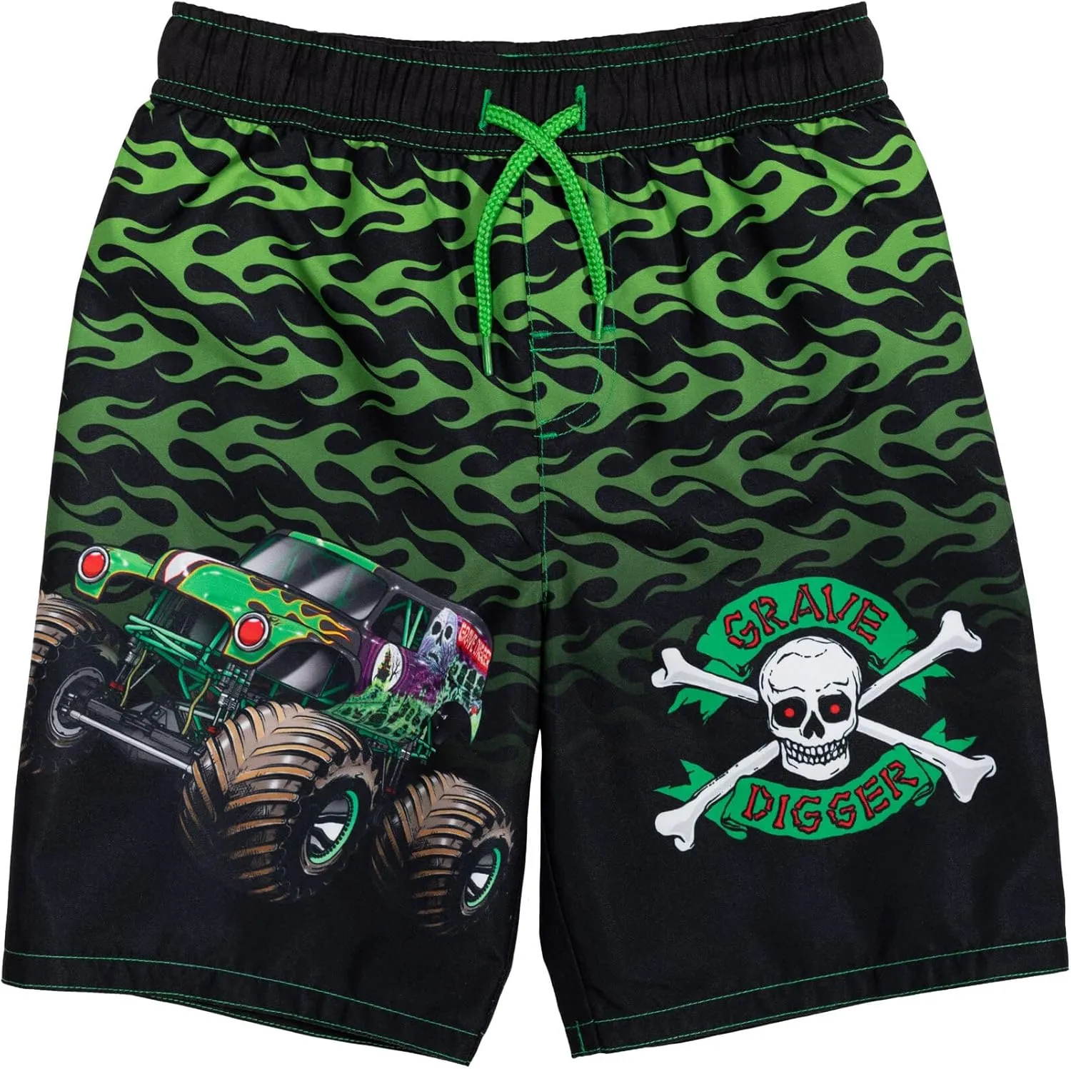 Monster Jam UPF 50  Pullover Rash Guard and Swim Trunks Outfit Set Toddler to Big Kid Grave Digger El Toro Loco Megalodon