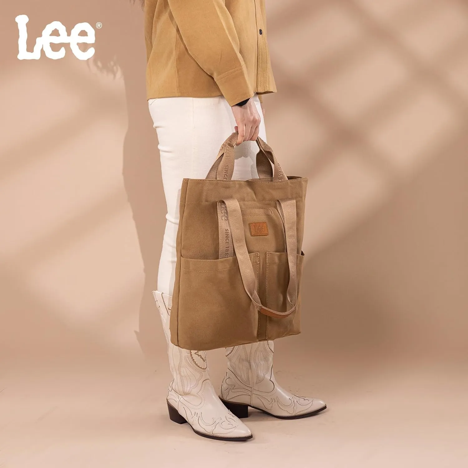 Montana West x Lee Canvas Tote Bag for Women with 2 Front Pockets Top-Handle Handbag & Shoulder Bag