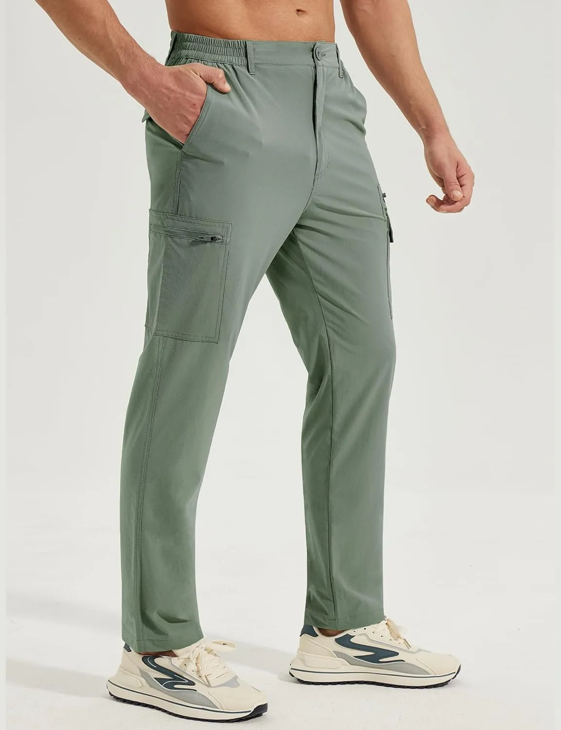 MOURCE Mens Hiking Pants Lightweight - Quick Dry Water Resistant Travel Pants with 7 Pockets for Camping Fishing Outdoor