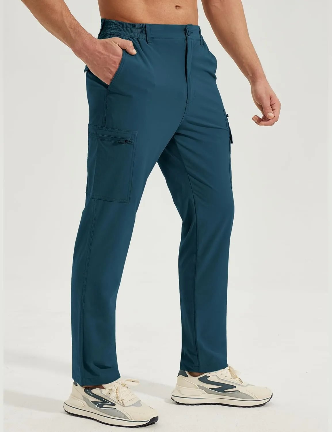 MOURCE Mens Hiking Pants Lightweight - Quick Dry Water Resistant Travel Pants with 7 Pockets for Camping Fishing Outdoor