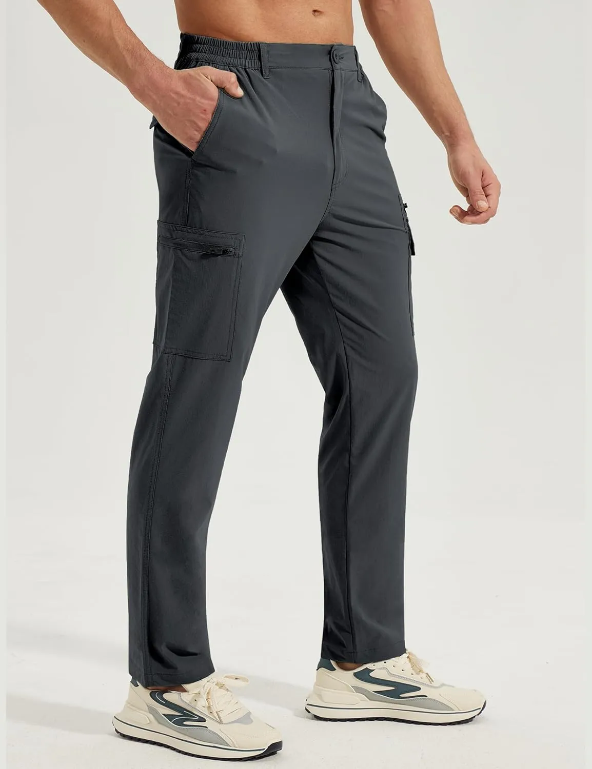 MOURCE Mens Hiking Pants Lightweight - Quick Dry Water Resistant Travel Pants with 7 Pockets for Camping Fishing Outdoor