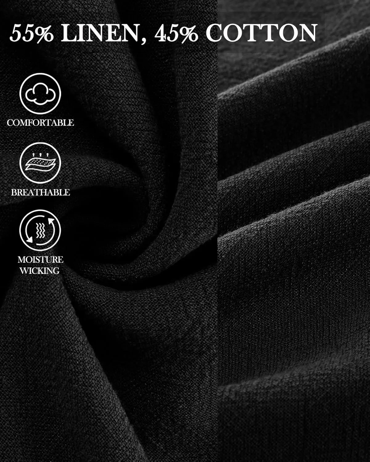 Neer 2 Pack Men's Big and Tall Cotton Linen Shorts, Casual Elastic Waist Beach Shorts Summer Drawstring Wears with Pockets
