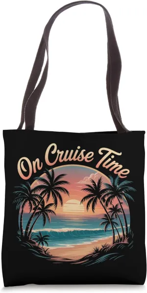 On Cruise Time Tropical Sunset Beach Vacation Sunset Design Tote Bag