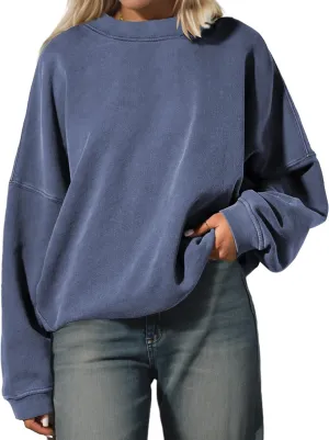 Oversized Sweatshirt Pullover For Women Crew Neck Drop Shoulder Loose Fit Sweater Y2K Shirt 2024 Clothes