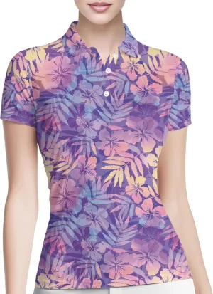 PAGYMO Womens Golf Shirt Crazy Funny Hawaiian Polo Shirts for Women