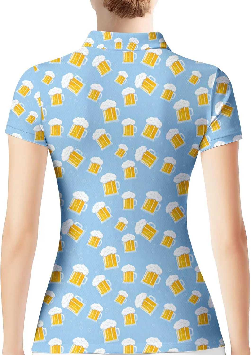 PAGYMO Womens Golf Shirt Crazy Funny Hawaiian Polo Shirts for Women