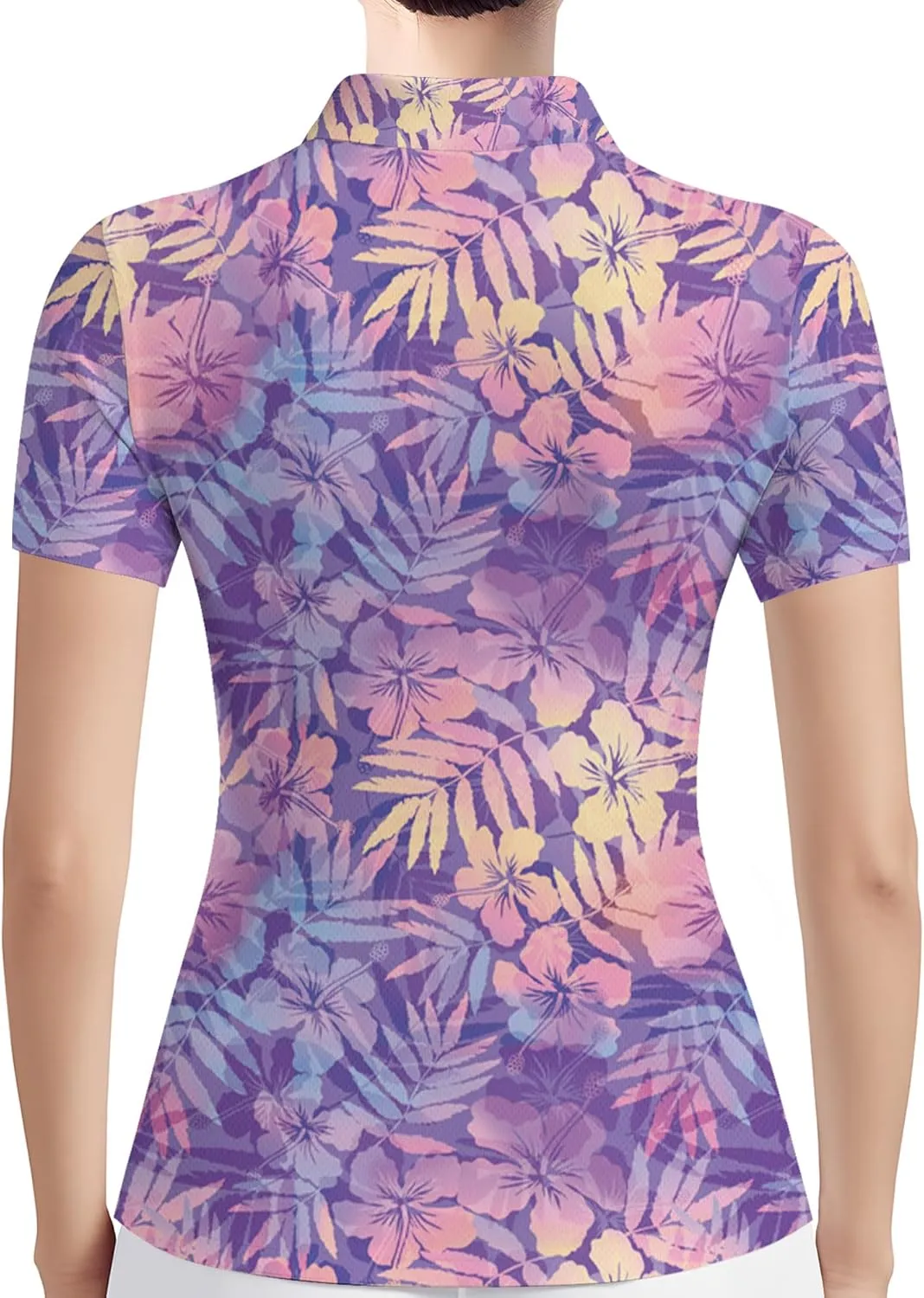 PAGYMO Womens Golf Shirt Crazy Funny Hawaiian Polo Shirts for Women
