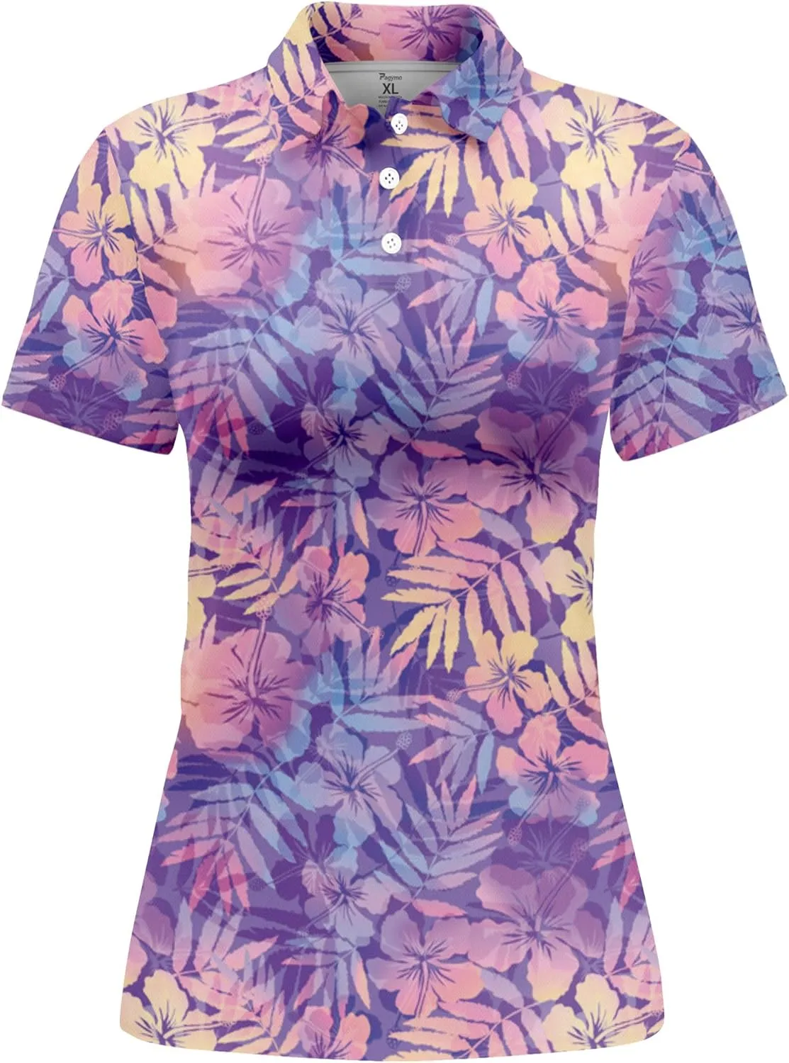 PAGYMO Womens Golf Shirt Crazy Funny Hawaiian Polo Shirts for Women