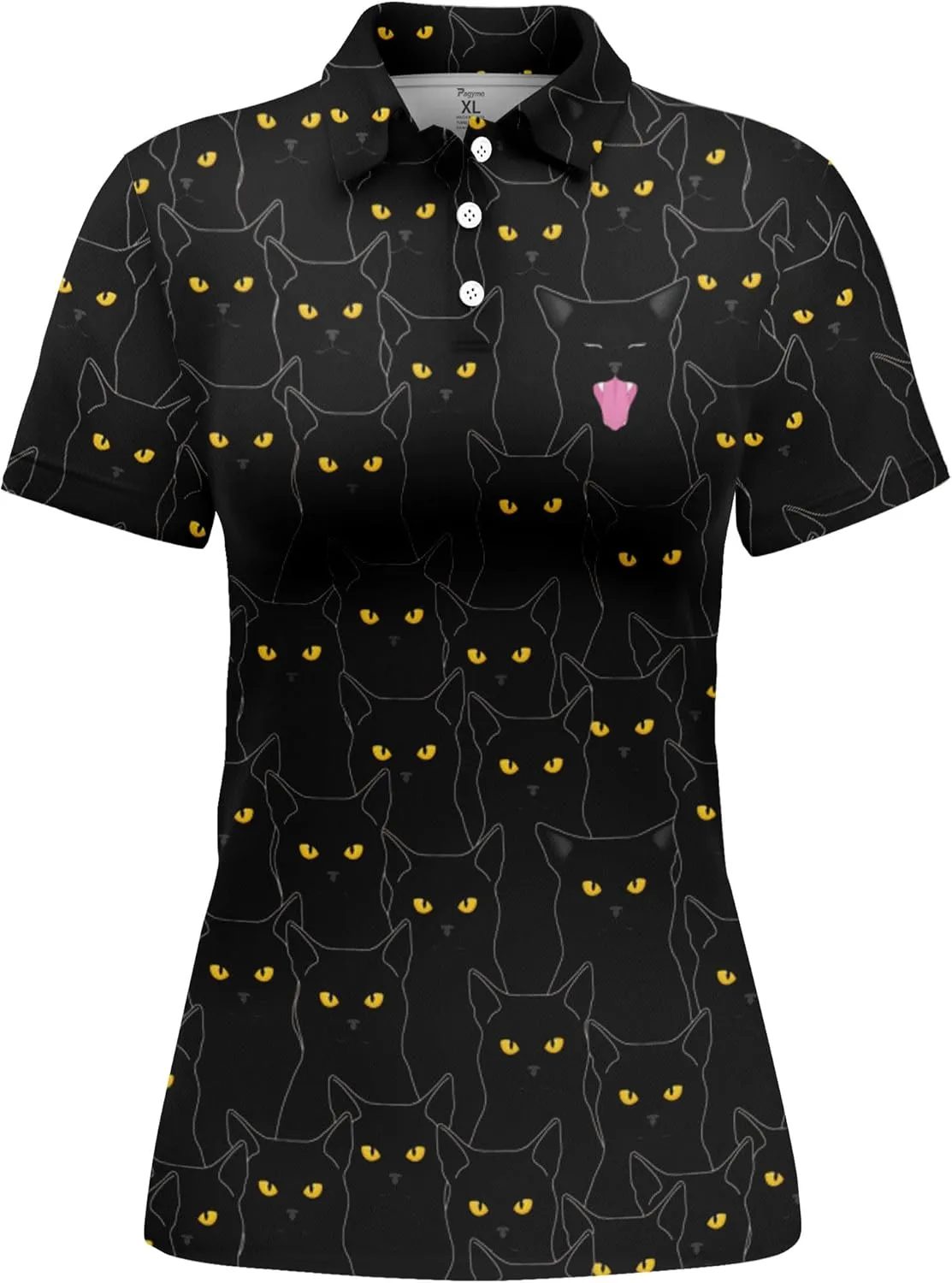 PAGYMO Womens Golf Shirt Crazy Funny Hawaiian Polo Shirts for Women