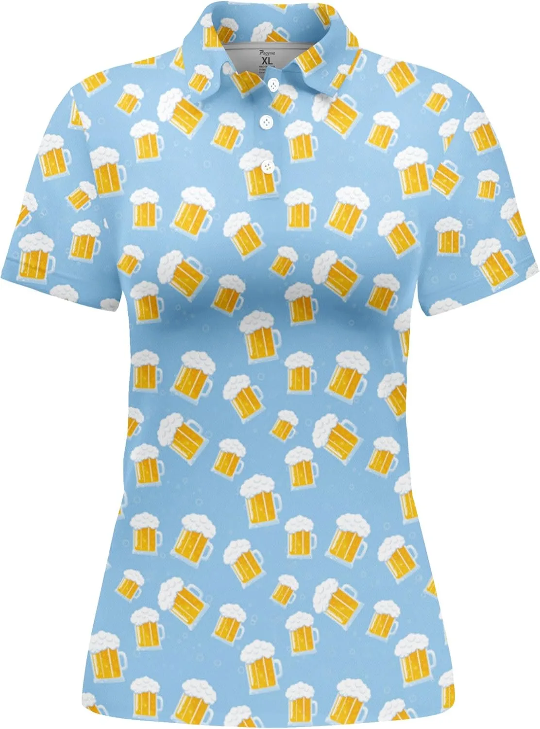 PAGYMO Womens Golf Shirt Crazy Funny Hawaiian Polo Shirts for Women