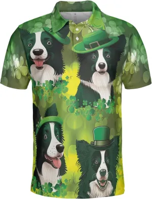 Patrick's Day Polo Shirts for Men - Cute Dog Men's Regular Fit Quick Dry Golf Polo Shirt Series 07
