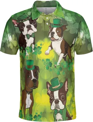 Patrick's Day Polo Shirts for Men - Cute Dog Men's Regular Fit Quick Dry Golf Polo Shirt Series 07