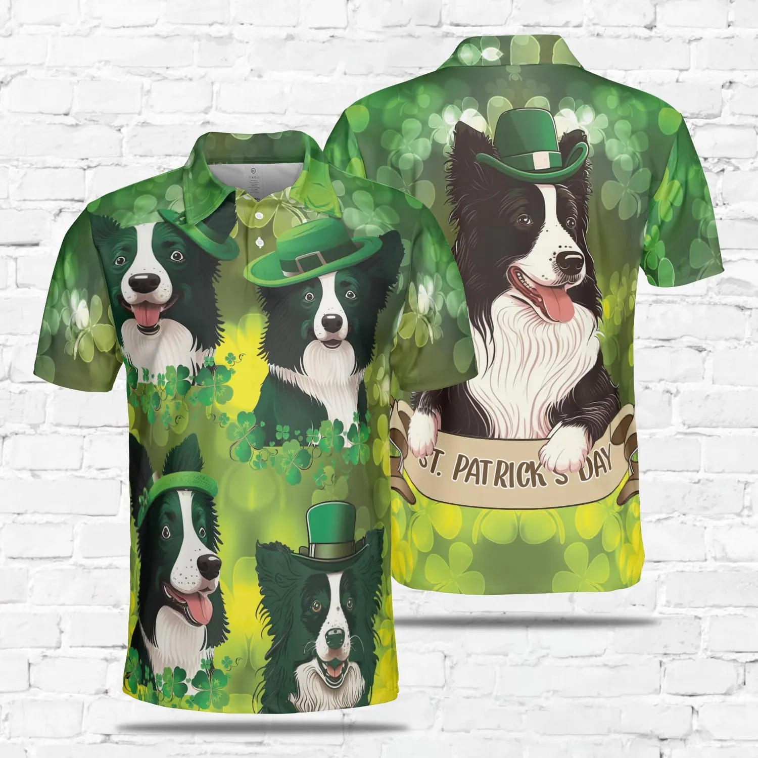 Patrick's Day Polo Shirts for Men - Cute Dog Men's Regular Fit Quick Dry Golf Polo Shirt Series 07