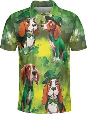 Patrick's Day Polo Shirts for Men - Cute Dog Men's Regular Fit Quick Dry Golf Polo Shirt Series 07