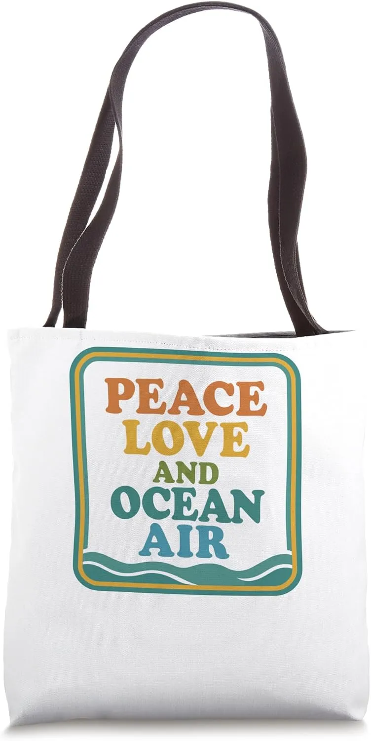 Peace Love Ocean Air Vintage Beach Summer Tote Bag