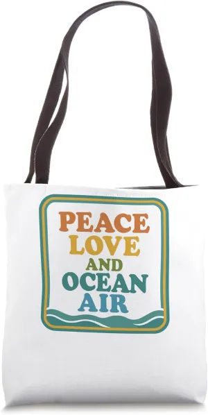 Peace Love Ocean Air Vintage Beach Summer Tote Bag