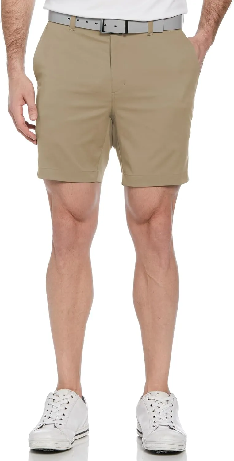 PGA TOUR Men's 7 Flat Front Performance Golf Shorts with Stretch Active Waistband, Moisture-Wicking, Sun Protection