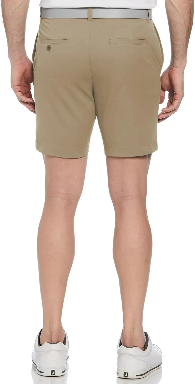 PGA TOUR Men's 7 Flat Front Performance Golf Shorts with Stretch Active Waistband, Moisture-Wicking, Sun Protection