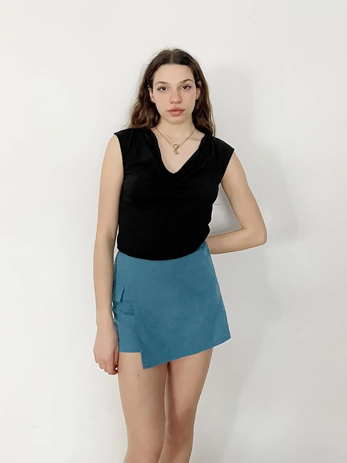 PINSPARK Cargo Skirts for Women Tennis Golf Athletic Skort Casual Summer Mini Skirt Side Slit High Waisted with Pocket