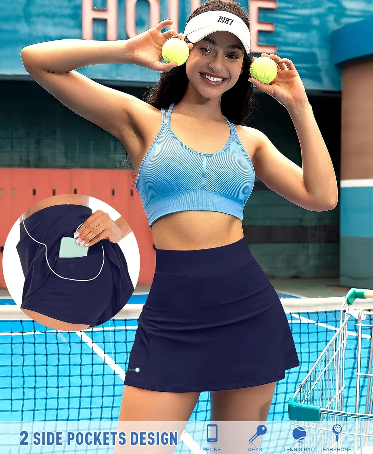 Pleated Tennis Skirts for Women High Waisted Athletic Golf Skorts with Pockets Shorts Running Workout Clothes