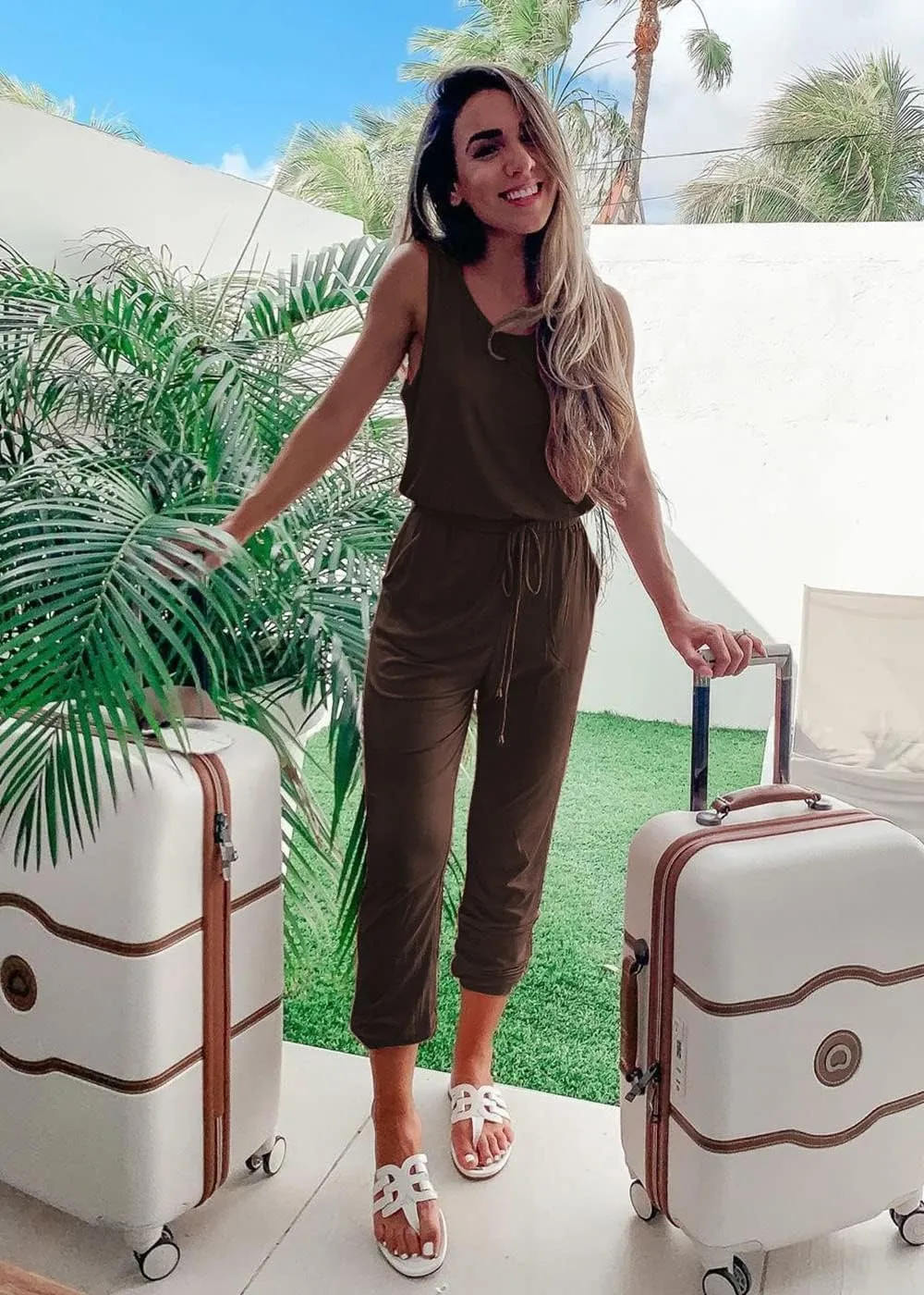 PRETTYGARDEN Women's Two Piece Outfit Sets Casual Summer Sleeveless Crewneck Tops and Sweatpants Active Tracksuit Lounge Wear