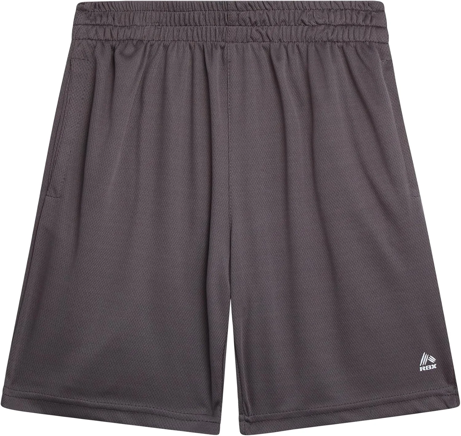 RBX Boys' Active Shorts - 5 Pack Sports Performance Mesh Gym Shorts with Elastic Waistband and Heat Seal Logo (Sizes: 8-16)