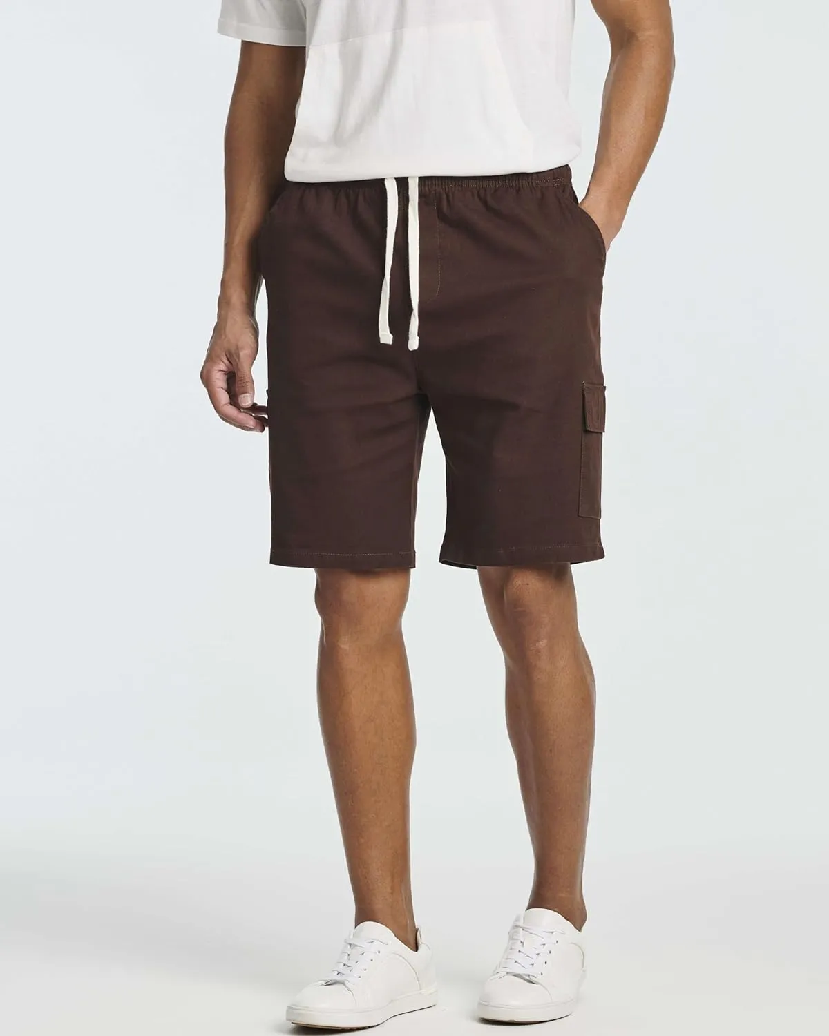 Real Essentials 3 Pack: Men's 9" Elastic Waistband Cargo Short with Drawstring
