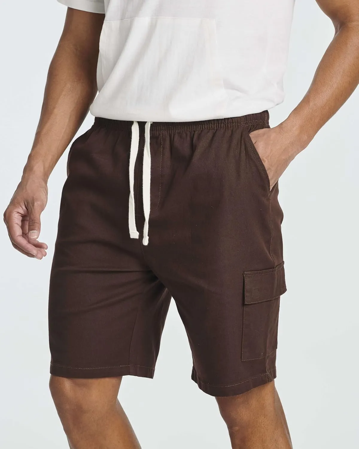 Real Essentials 3 Pack: Men's 9" Elastic Waistband Cargo Short with Drawstring