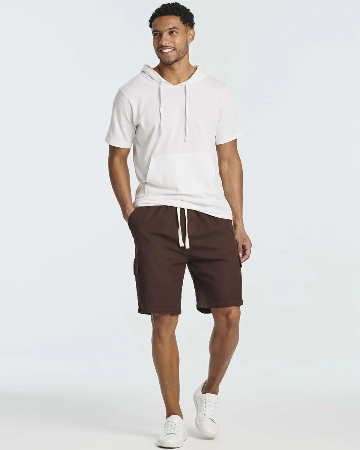 Real Essentials 3 Pack: Men's 9" Elastic Waistband Cargo Short with Drawstring