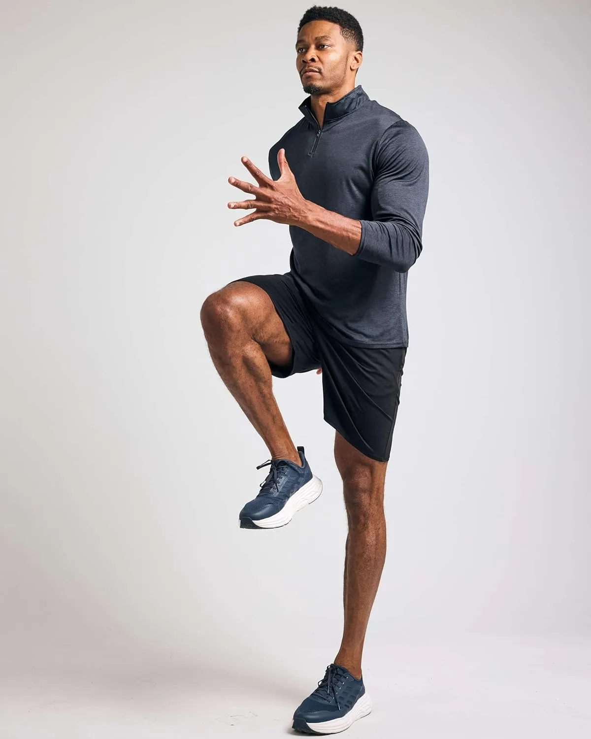 Real Essentials 3 Pack: Men's Dry-Fit Active Quarter Zip Long Sleeve Athletic Performance Pullover (Available in Big & Tall)