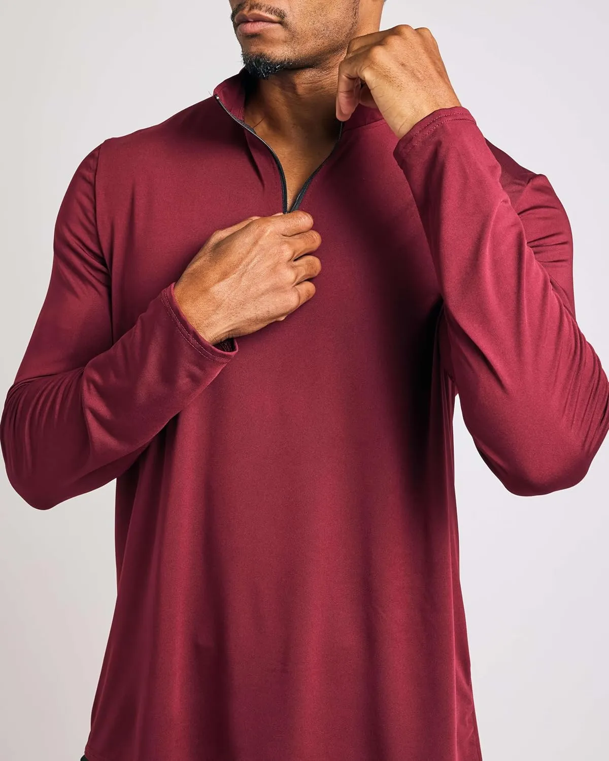Real Essentials 3 Pack: Men's Dry-Fit Active Quarter Zip Long Sleeve Athletic Performance Pullover (Available in Big & Tall)