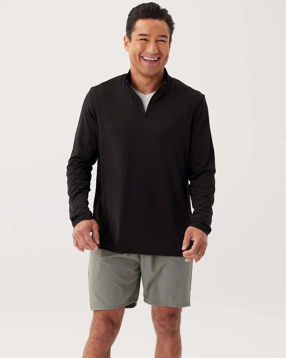 Real Essentials 3 Pack: Men's Dry-Fit Active Quarter Zip Long Sleeve Athletic Performance Pullover (Available in Big & Tall)