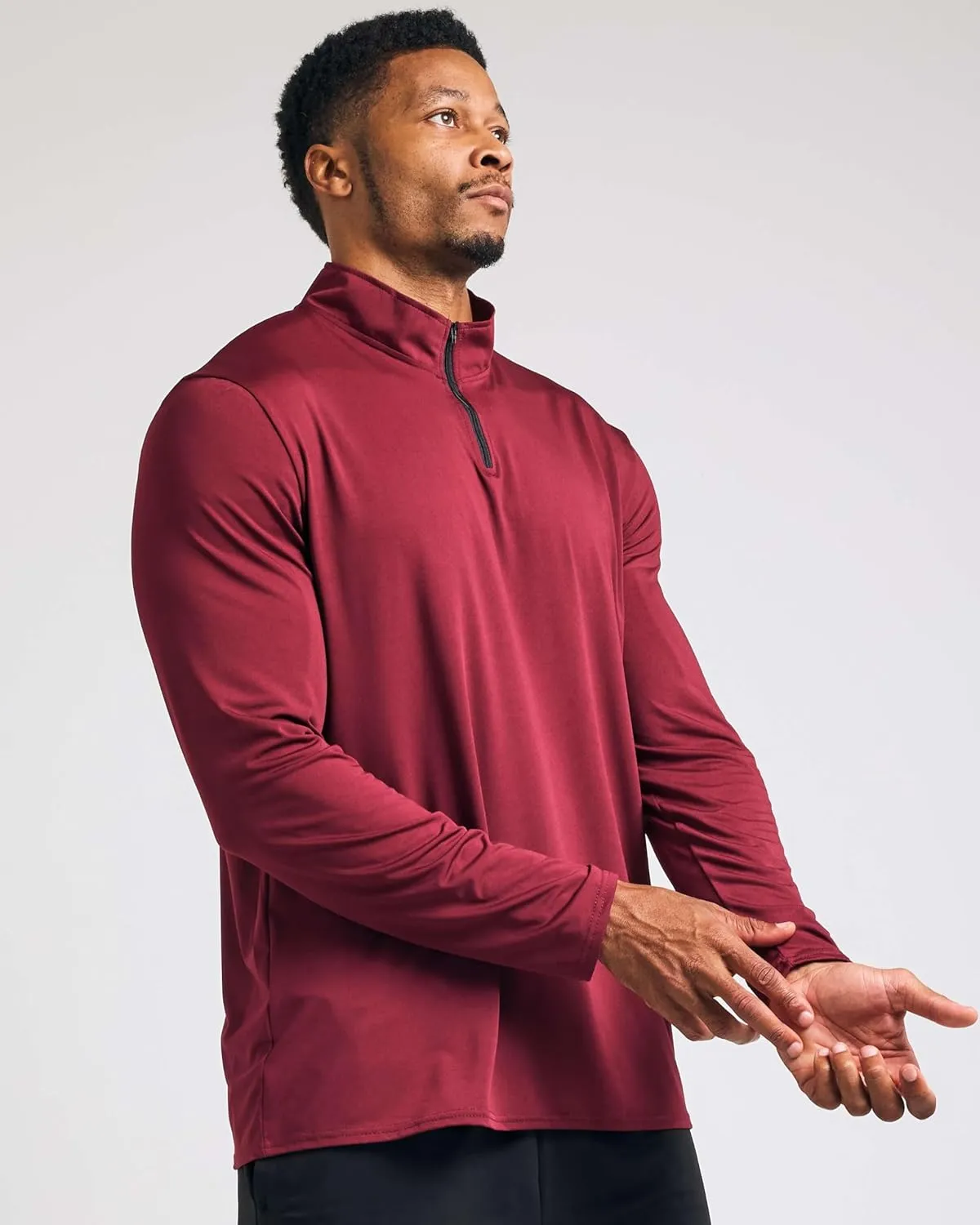 Real Essentials 3 Pack: Men's Dry-Fit Active Quarter Zip Long Sleeve Athletic Performance Pullover (Available in Big & Tall)