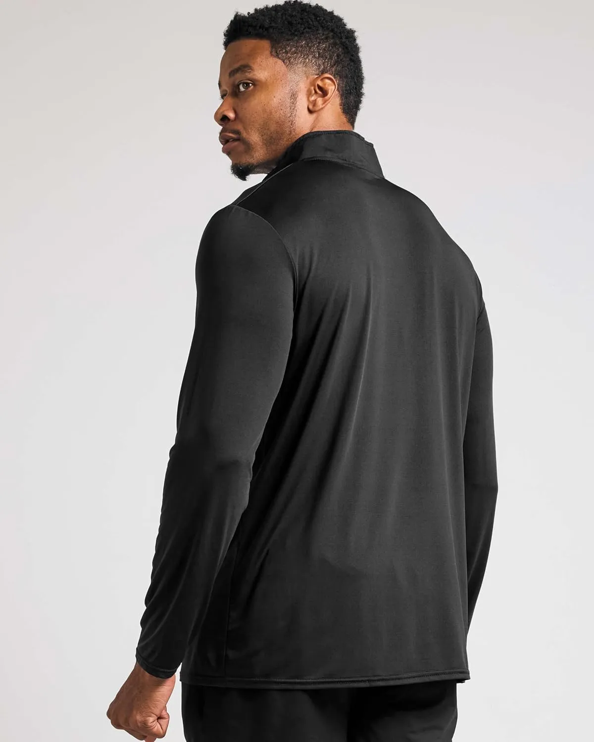 Real Essentials 3 Pack: Men's Dry-Fit Active Quarter Zip Long Sleeve Athletic Performance Pullover (Available in Big & Tall)