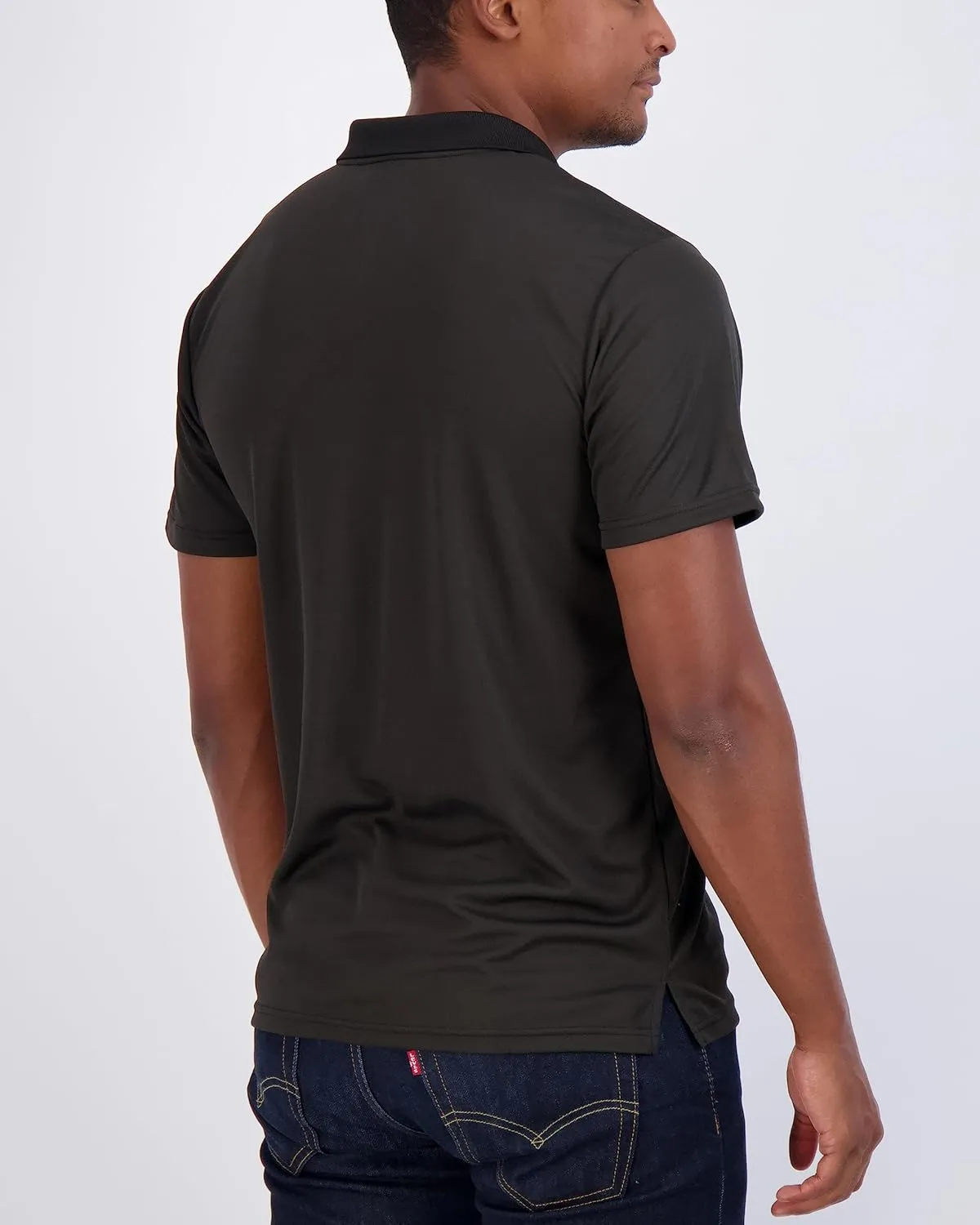 Real Essentials 3 Pack: Mens Short Sleeve Dry-Fit Collared Polo Shirt with Pocket - Active Casual (Available Big & Tall)