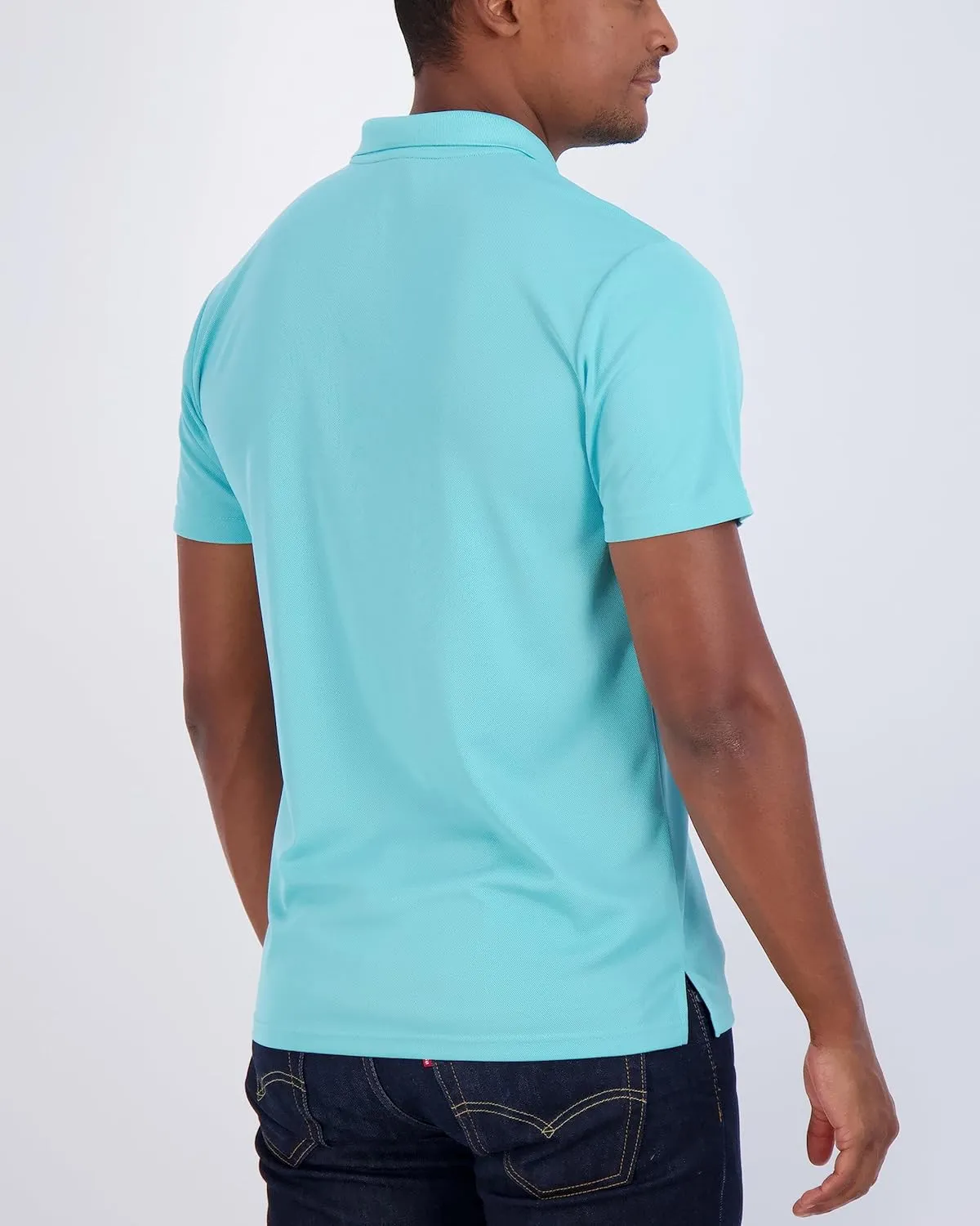 Real Essentials 3 Pack: Mens Short Sleeve Dry-Fit Collared Polo Shirt with Pocket - Active Casual (Available Big & Tall)