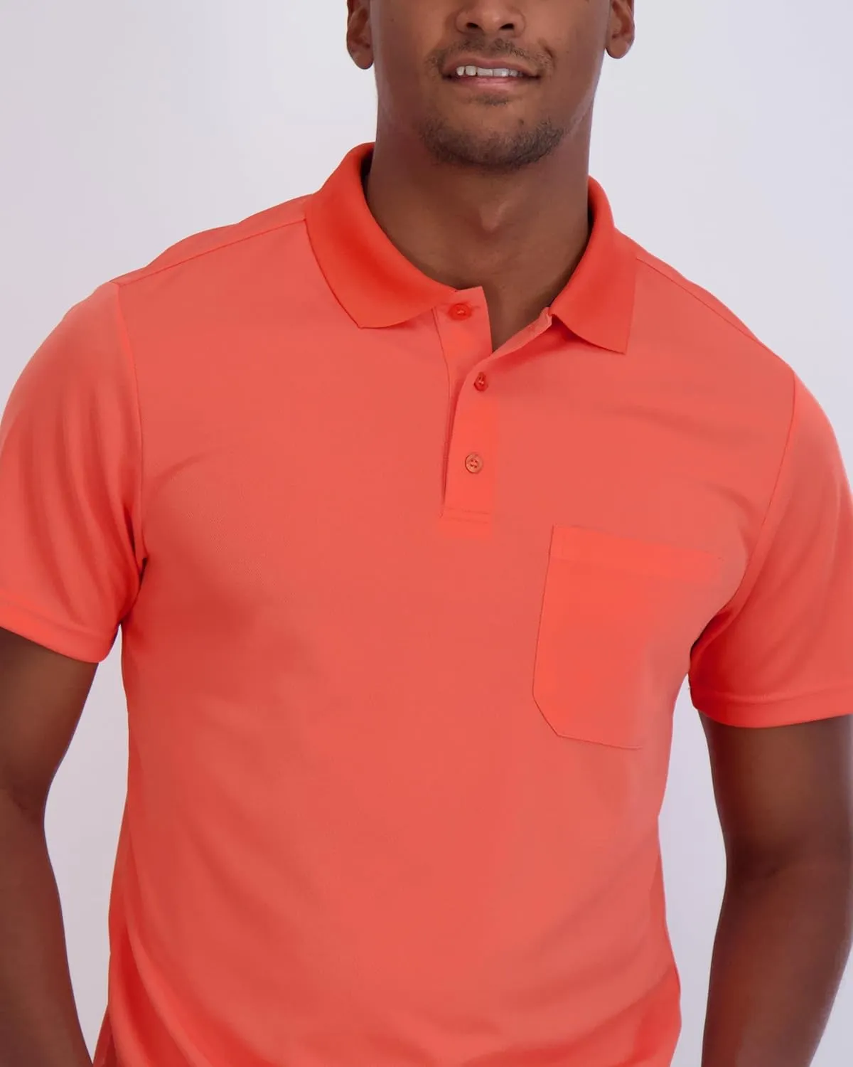 Real Essentials 3 Pack: Mens Short Sleeve Dry-Fit Collared Polo Shirt with Pocket - Active Casual (Available Big & Tall)