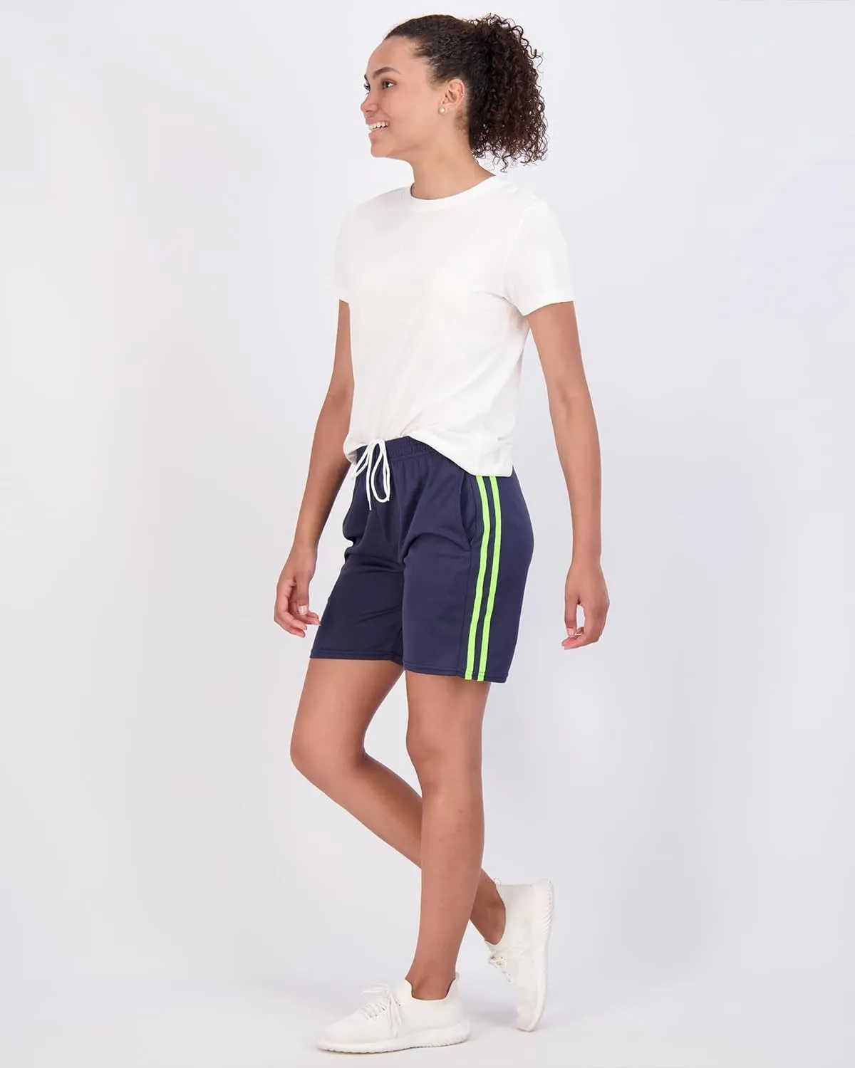 Real Essentials 4-Pack: Women's 7" Mesh Quick-Dry Bermuda Active Athletic Long Shorts with Pockets (Available in Plus Size)