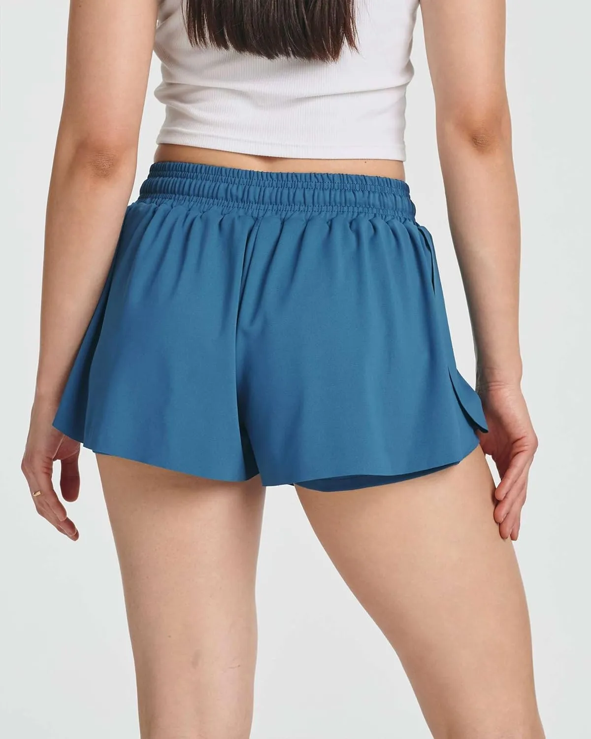 Real Essentials 4 Pack: Womens Flowy Dry Fit Running Short - Gym Yoga Workout Summer Shorts (Available in Plus Size)