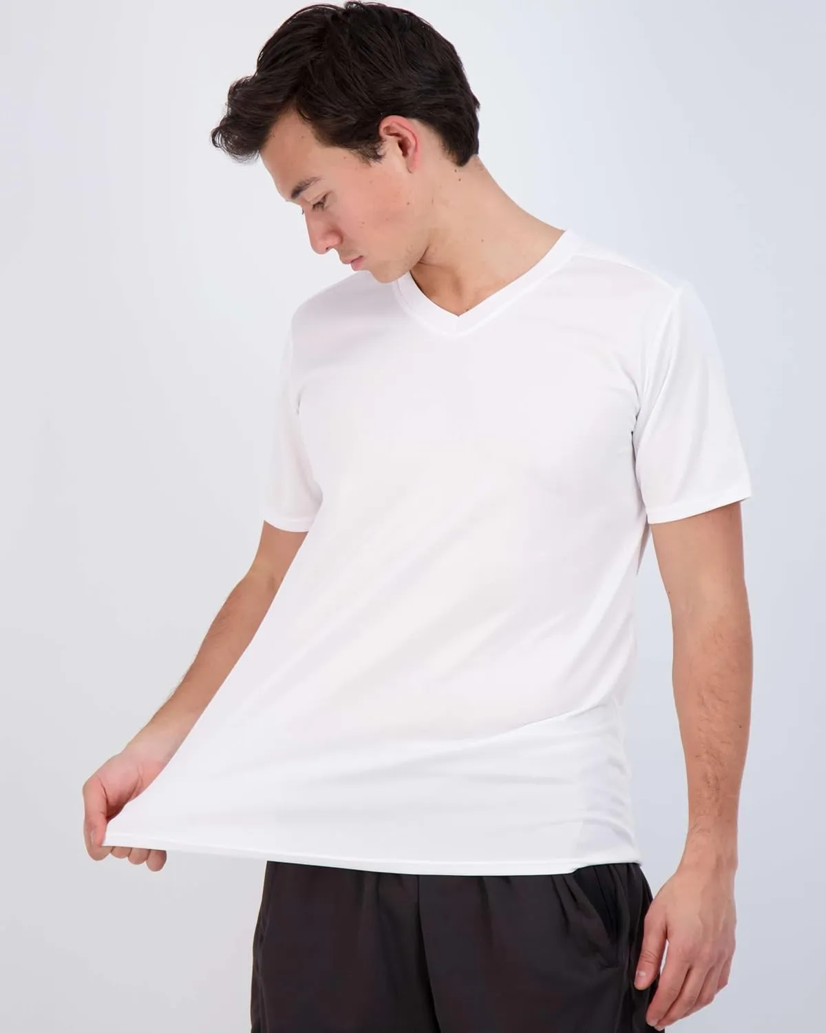 Real Essentials 5 Pack: Men's Mesh Quick Dry Short Sleeve V-Neck T-Shirt - Athletic Performance (Available in Big & Tall)