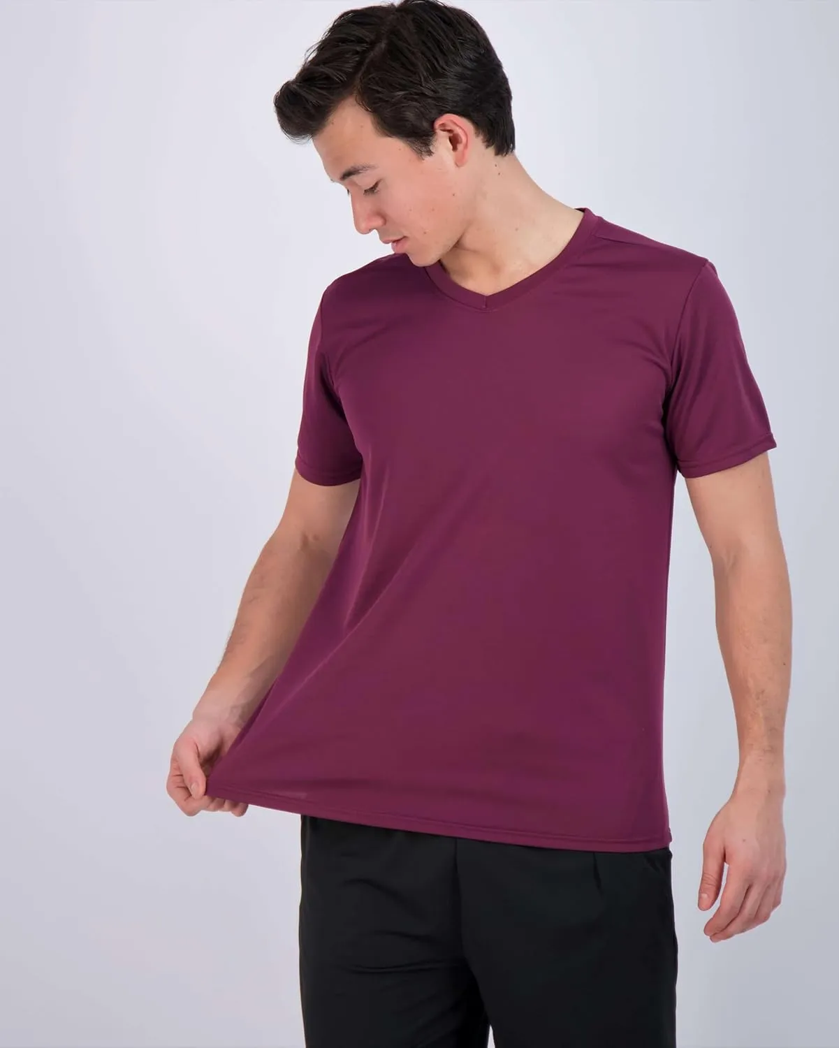 Real Essentials 5 Pack: Men's Mesh Quick Dry Short Sleeve V-Neck T-Shirt - Athletic Performance (Available in Big & Tall)