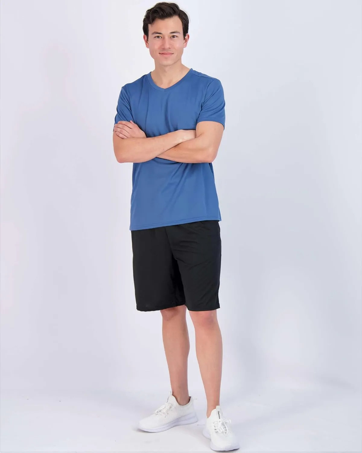 Real Essentials 5 Pack: Men's Mesh Quick Dry Short Sleeve V-Neck T-Shirt - Athletic Performance (Available in Big & Tall)