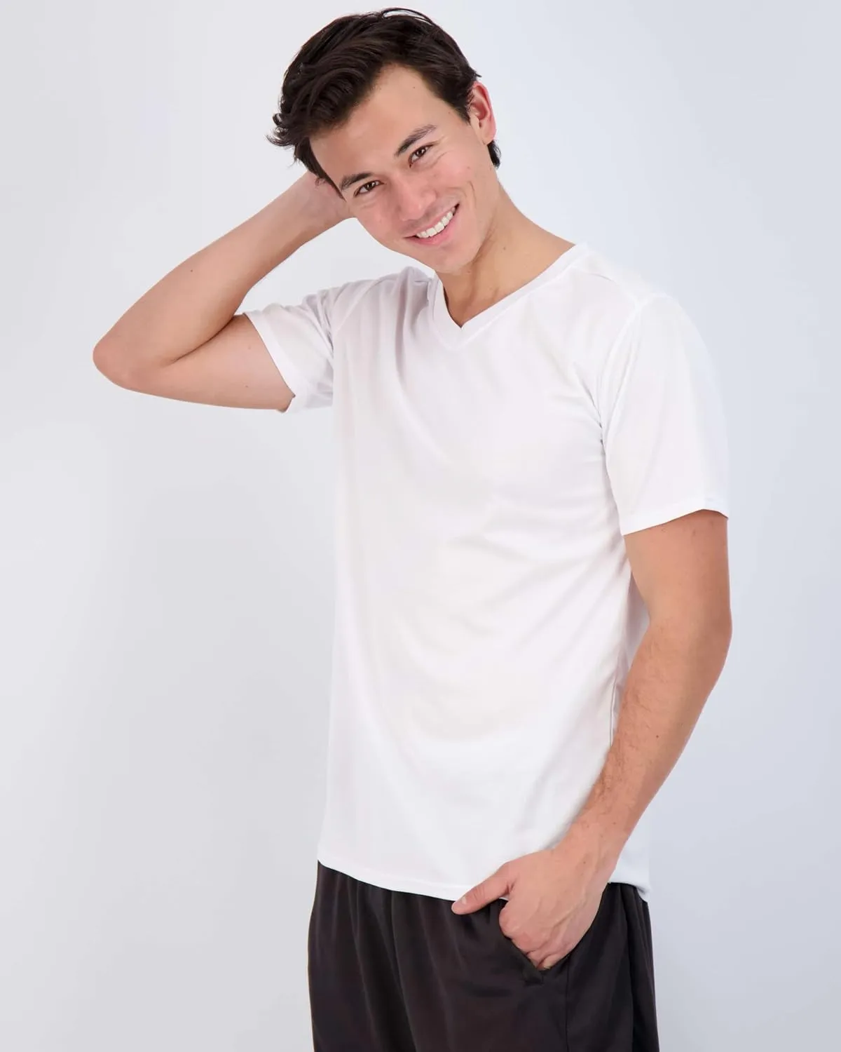 Real Essentials 5 Pack: Men's Mesh Quick Dry Short Sleeve V-Neck T-Shirt - Athletic Performance (Available in Big & Tall)