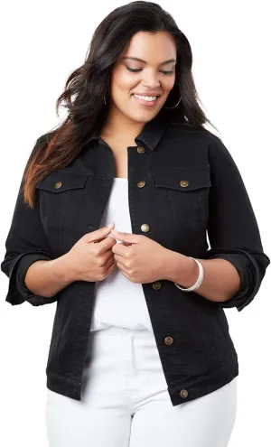 Roaman's Women's Plus Size Essential Stretch Denim Jacket