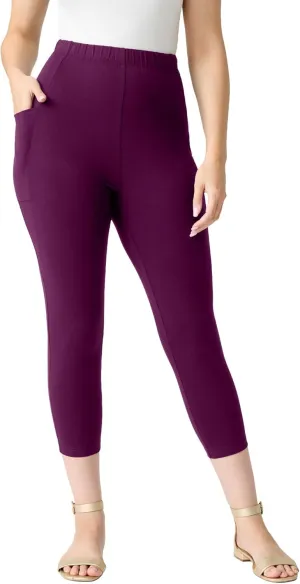 Roaman's Women's Plus Size Side-Pocket Essential Capri Legging