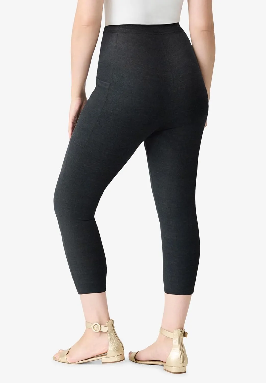 Roaman's Women's Plus Size Side-Pocket Essential Capri Legging