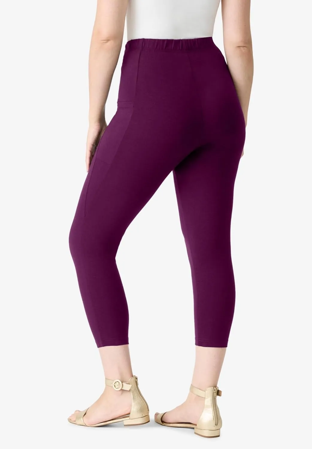 Roaman's Women's Plus Size Side-Pocket Essential Capri Legging