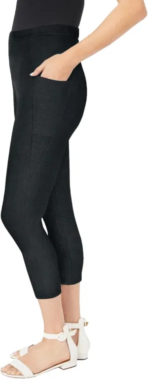 Roaman's Women's Plus Size Side-Pocket Essential Capri Legging