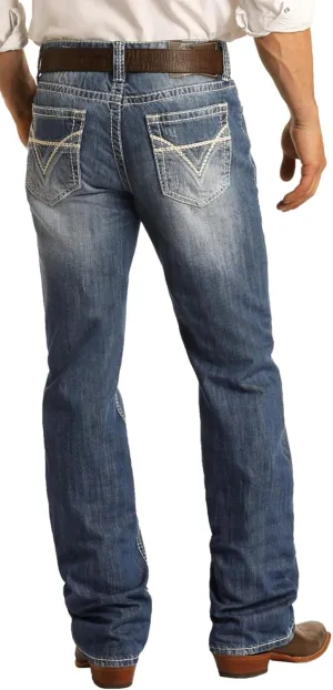 Rock & Roll Denim Double Barrel Straight Leg Relaxed Fit Large V Medium Vintage Wash Jeans